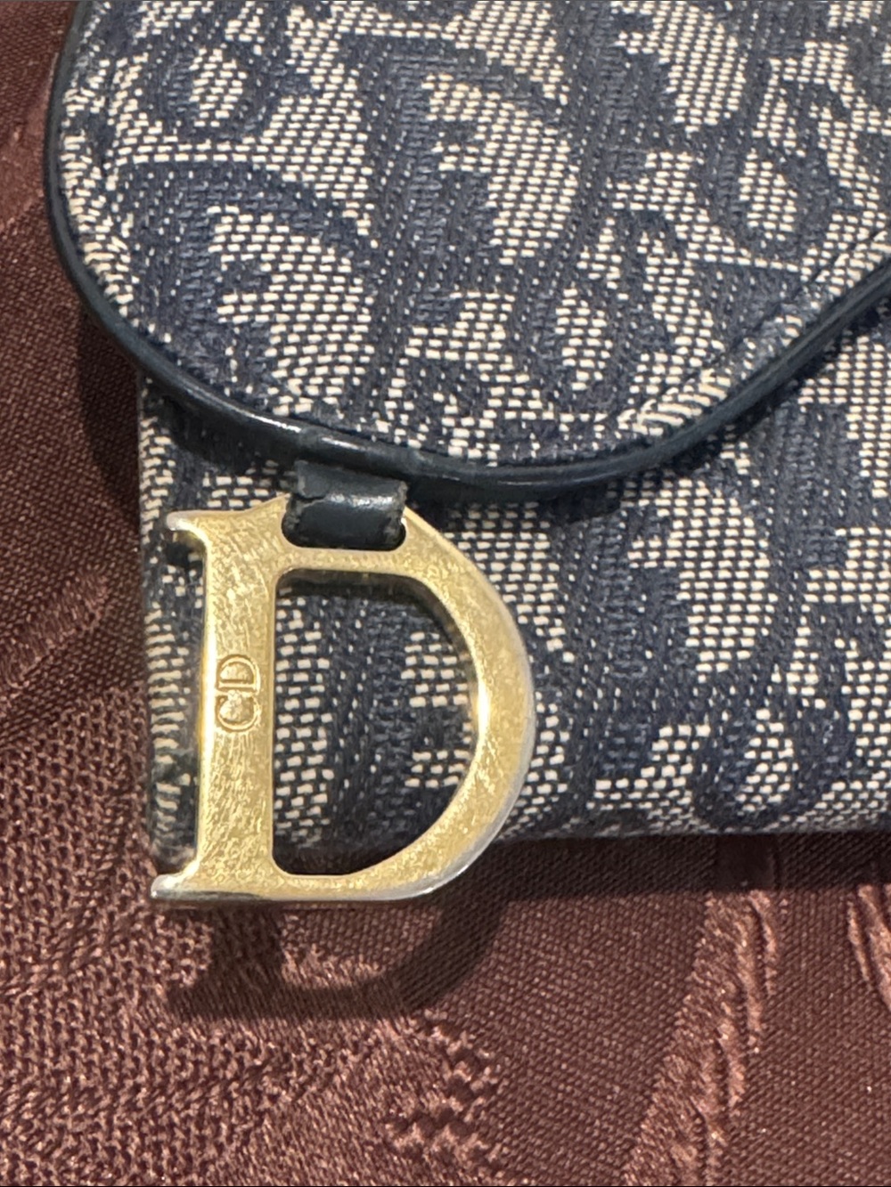Dior Navy/Beige Oblique Canvas Saddle Wallet - Picture 2 of 15